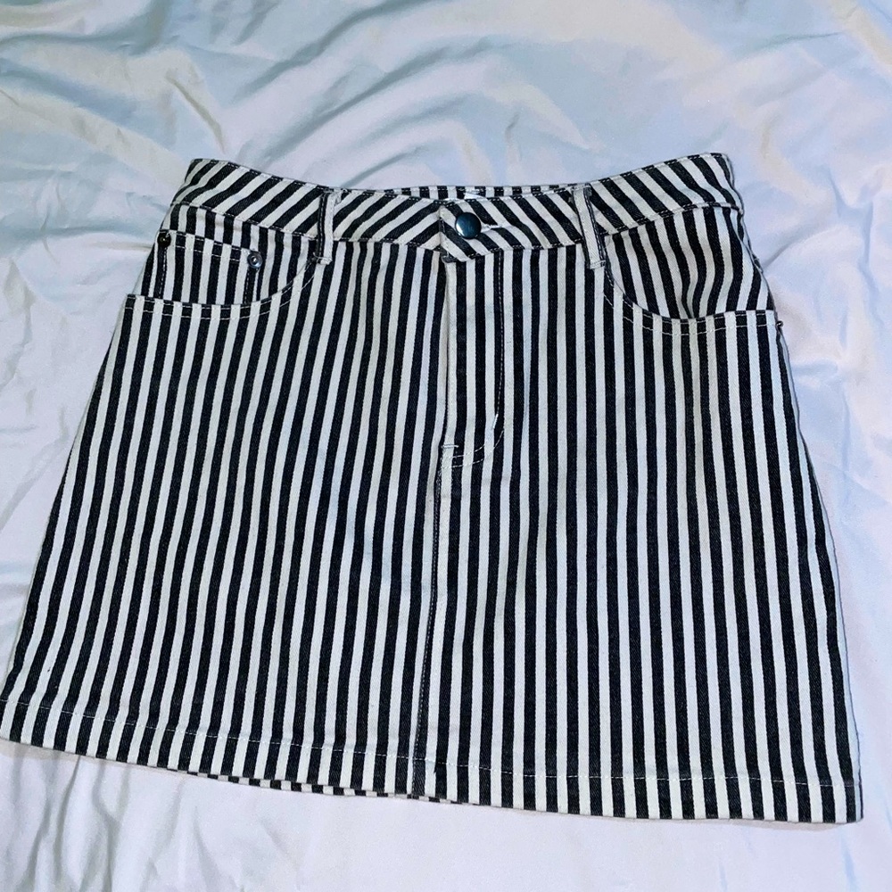 Black and white striped skirt